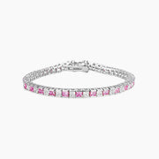 Isla 10.8ct Pink and Clear CZ White Gold Rhodium Tennis Bracelet