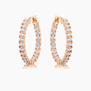 Rose Gold Plated CZ Hoop Earrings
