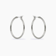Yasmin White Gold Rhodium Medium Hoop Earrings