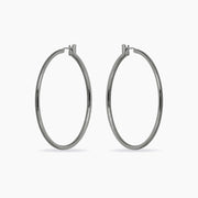 Yasmin White Gold Rhodium Large Hoop Earrings
