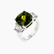 Gena 8ct Olive CZ White Gold Rhodium Trio Ring