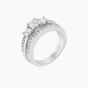 Tira 3.4ct CZ White Gold Rhodium Bridal Ring Set