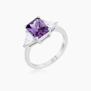 Cara Classic 4.5ct Amethyst CZ White Gold Rhodium Engagement Ring
