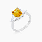 Cara Classic 4.5ct Yellow CZ White Gold Rhodium Engagement Ring