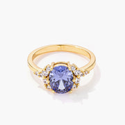3ct. Gold Plated Oval Tanzanite CZ Engagement Ring