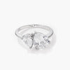 2.75ct Rhodium Plated Toi et Moi CZ Ring