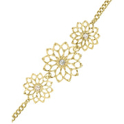 Azalea Clear Crystal 14k Gold Flower Bracelet