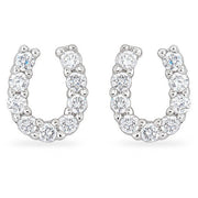 Brianne 2.3ct CZ White Gold Rhodium Horseshoe Earrings