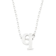 Alexia White Gold Rhodium Pendant Q Initial Necklace