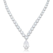 Bettina 20ct CZ White Gold Rhodium Bejeweled Pear Drop Necklace