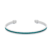 Bonnie 0.8ct Turquoise CZ White Gold Rhodium Channel Set Cuff