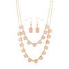 Selena Pink Statement Layer Gold Necklace And Drop Earring Set