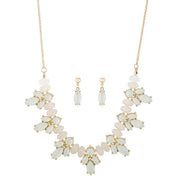 Lyla White Statement Floral Gold Necklace And Drop Earring Set