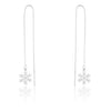 Noelle White Gold Rhodium Stainless Steel Snowflake Threaded Drop Earrings