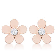 Daisy 0.3ct CZ Rose Gold Stainless Steel Flower Stud Earrings