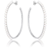 Inside Out .8Ct Cubic Zirconia and Pearl Hoops
