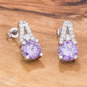 Cute Purple and Clear CZ Stud Earrings