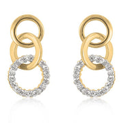 Goldtone Finish Triplet Hooplet Earrings
