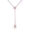 Rose Gold Plated Pink Ribbon "Y" Necklace