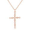 Delicate Vintage Rose Gold Plated Clear CZ Cross Pendant