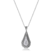 .37 Ct Tear Drop Rhodium Pendant Necklace with CZ