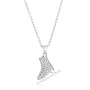 Delicate .4Ct Silvertone Ice Skate Pendant