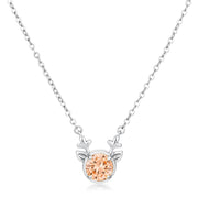 3.88Ct Rhodium Reversible Peach CZ Reindeer Pendant