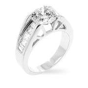 1.9ct CZ White Gold Rhodium Timeless Clear Engagement Ring