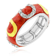 Jocelyn 1ct CZ Pink Enamel White Gold Rhodium Horse Shoe Band