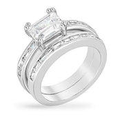 Bria 3ct CZ White Gold Rhodium Baguette Wedding Set