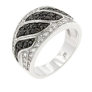 Elina 0.6ct Jet Black CZ Two-Tone Cocktail Ring