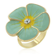 Andria Crystal 14k Gold Blue Enamel Garden Ring