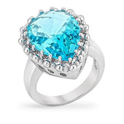 Marcy 8ct Blue Aqua CZ White Gold Rhodium Ring