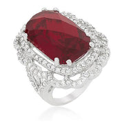Karina 25.8ct Garnet CZ White Gold Rhodium Cocktail Ring