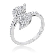 Liana 0.1ct CZ White Gold Rhodium Leaf Wrap Ring