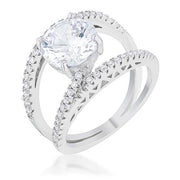 Girana 3ct Clear CZ Rhodium Contemporary Ring