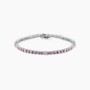 Fara 5ct Pink Crystal White Gold Rhodium Tennis Bracelet