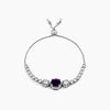 Adjustable Rhodium Plated Graduated Purple & Clear CZ Bolo Style Tennis Bracelet