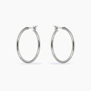 Yasmin White Gold Rhodium Medium Hoop Earrings