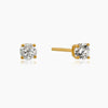 4mm New Sterling Round Cut Cubic Zirconia Studs Gold