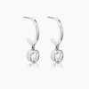 7mm Cz Silvertone Drop Hooplet Earrings