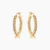 Gold Plated Dotted Clear CZ Round Bezel Hoop Earrings