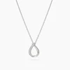 Sterling Silver Pave Open Teardrop Necklace