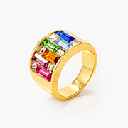 Glinda 9ct Multicolor CZ 14k Gold Ring