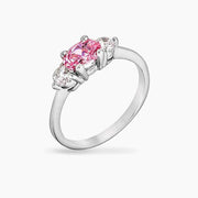 Mariah 1.5ct Pink CZ White Gold Rhodium Simple Ring