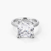 Rachel 11ct CZ White Gold Rhodium Large Cushion Cut Engagement Ring