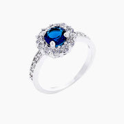 Emmelina 2.5ct Sapphire CZ White Gold Rhodium Floral Ring
