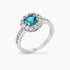 Emmelina 2.5ct Aqua CZ White Gold Rhodium Floral Ring