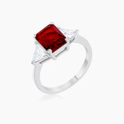 Cara Classic 4.5ct Ruby CZ White Gold Rhodium Engagement Ring