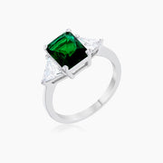 Cara Classic 4.5ct Emerald CZ White Gold Rhodium Engagement Ring